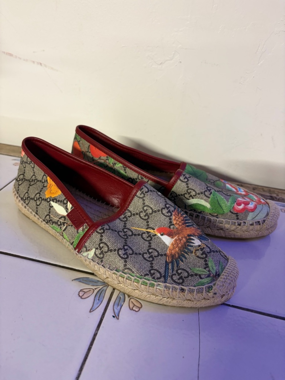 Gucci Women's GG Supreme Tian Espadrille Flats Sz. US10